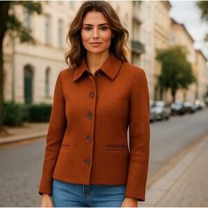 Lands End Wool Jacket Blazer 8 Petite Short Length Minimalist Academia Lining